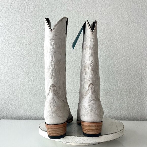 Lane LEXINGTON Women Cowboy Boots 8.5 White Leather Western Cowgirl Mid Calf - Picture 3 of 14